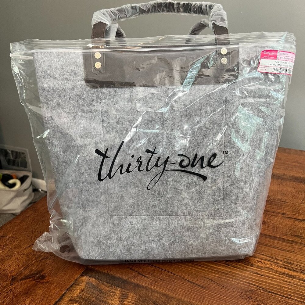 Thirty-One - Felt Shopper Tote - Brushed Whisper Grey